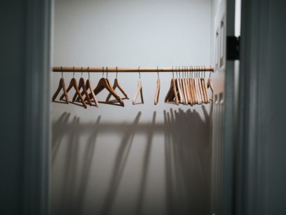 Empty Wardrobe and coat hangers