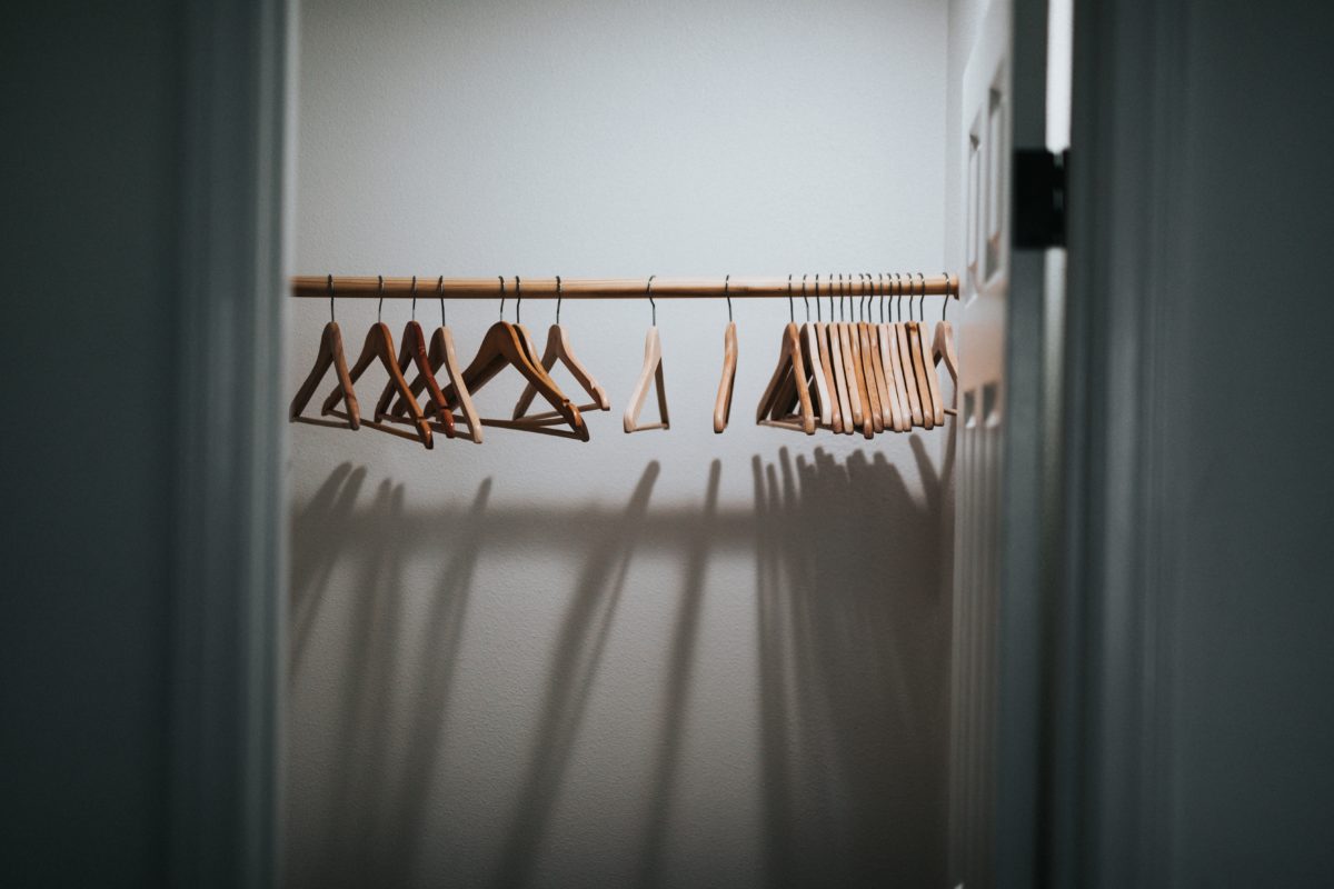 Empty Wardrobe and coat hangers